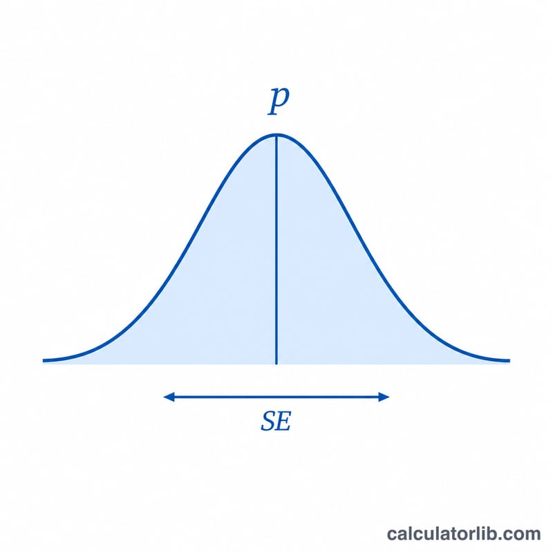Sampling distribution bell curve showing the spread measured by standard error