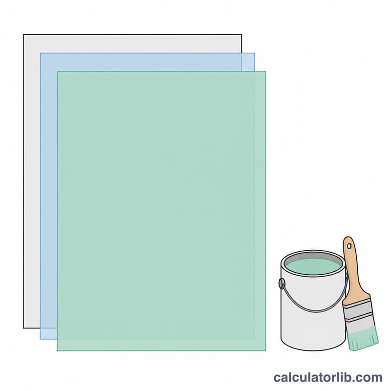 Wall covered by two layers of paint with a paint can