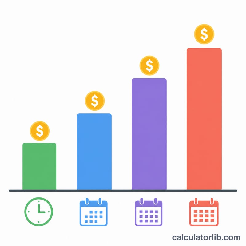 Bar chart showing increasing running cost per hour, day, month and year