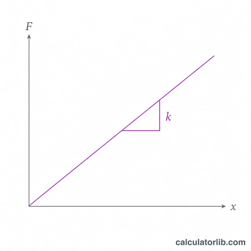 Linear graph of force versus displacement with slope equal to k