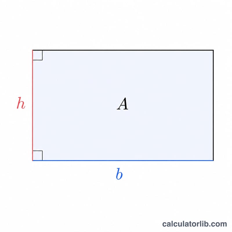 Rectangle showing known base b, area A, and the solved height h highlighted