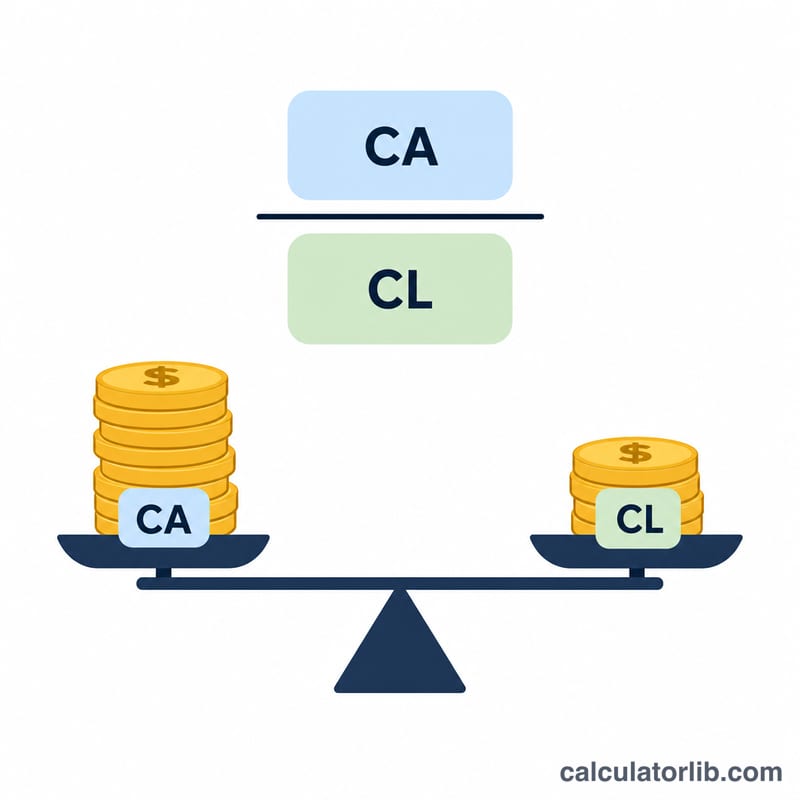 Current ratio shown as current assets divided by current liabilities