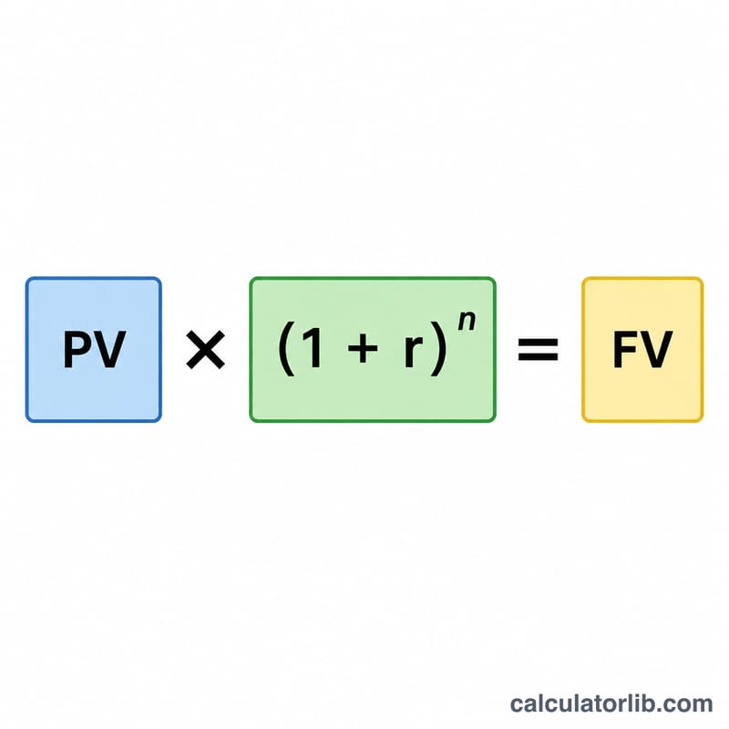 Diagram showing beginning value multiplied by growth factor raised to number of years equals future value
