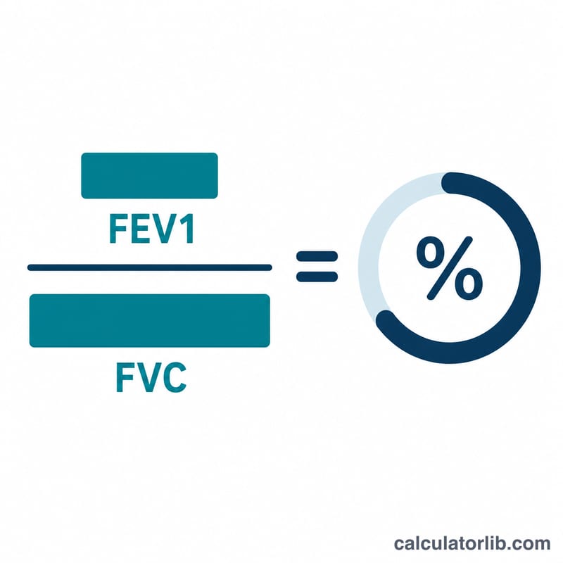 FEV1 divided by FVC equals a percentage shown as a gauge