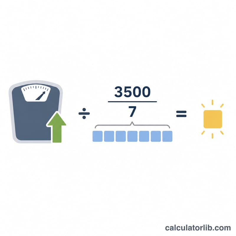 Bar chart converting weekly weight gain rate into a daily calorie surplus