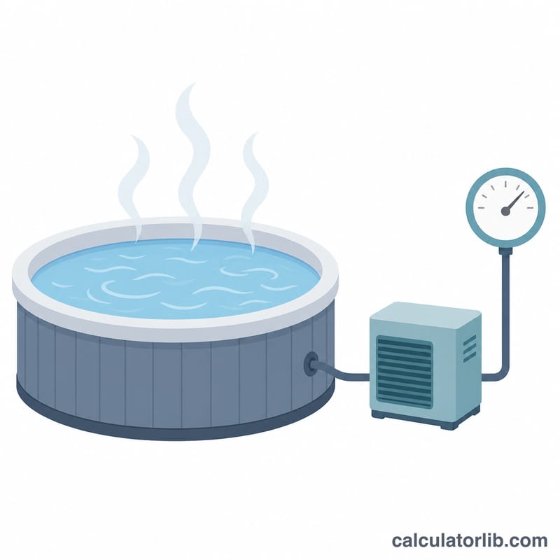 Flat illustration of a hot tub with a heater unit and an electricity meter