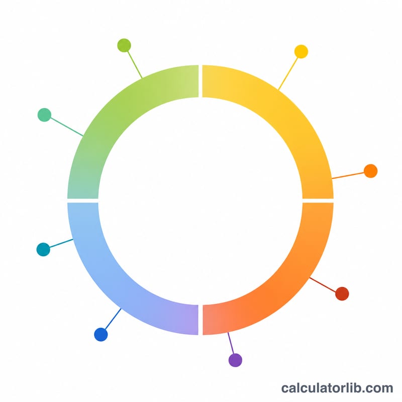 季節の日を示す八つの色付きマーカーが付いた円形の年輪図