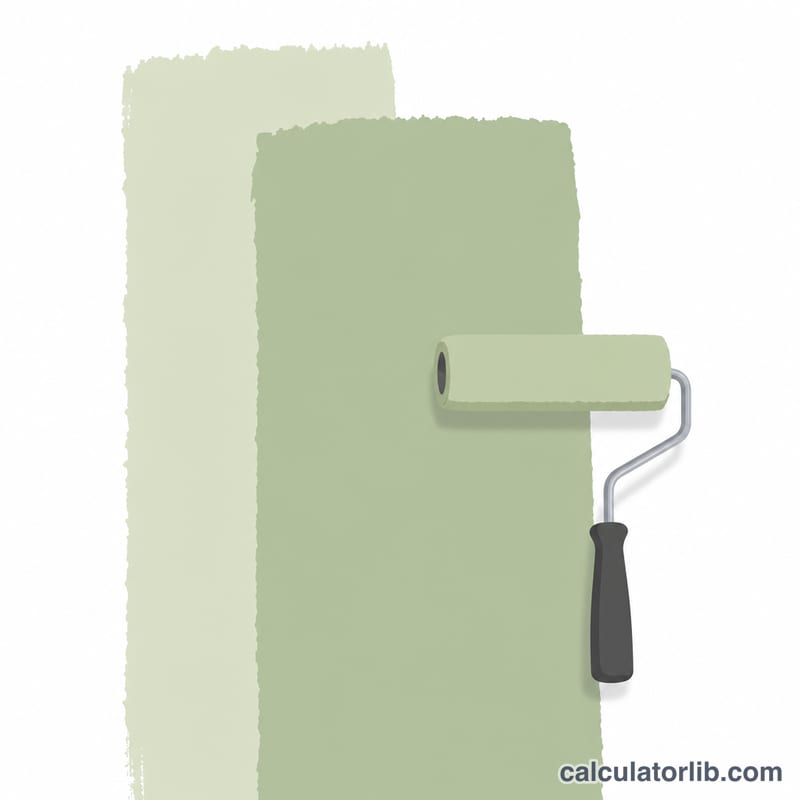 Two stacked paint rollers showing two coats applied to a wall section