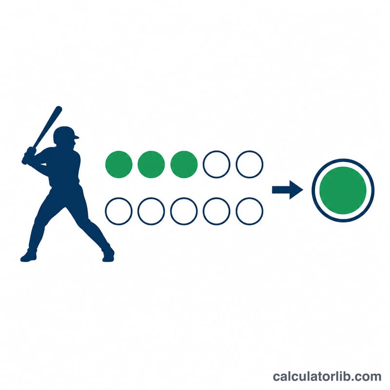 Worked example of batting average from a number of hits and at-bats