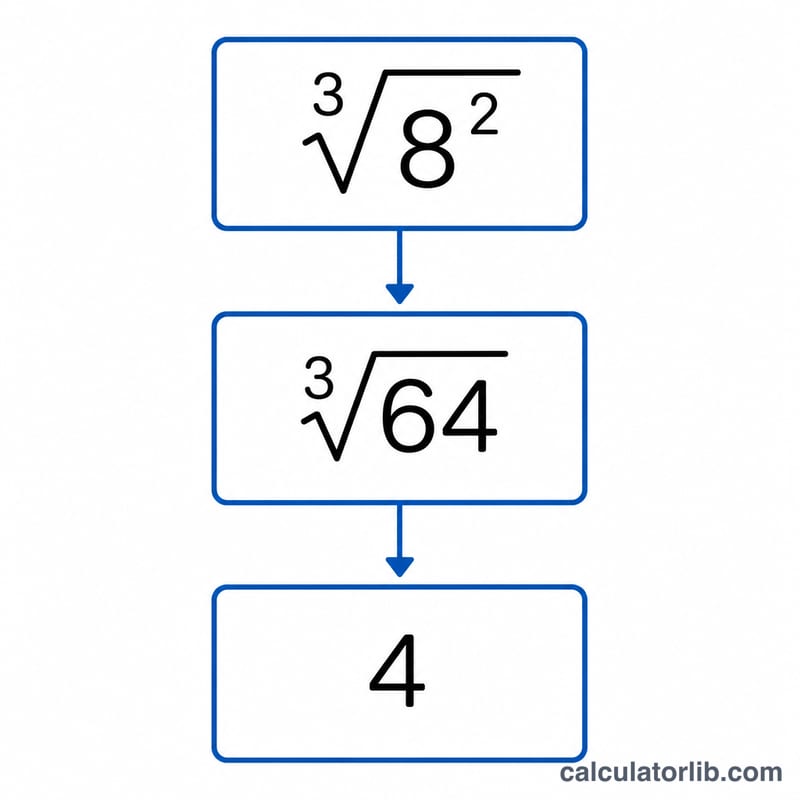 Step-by-step evaluation of eight to the two-thirds