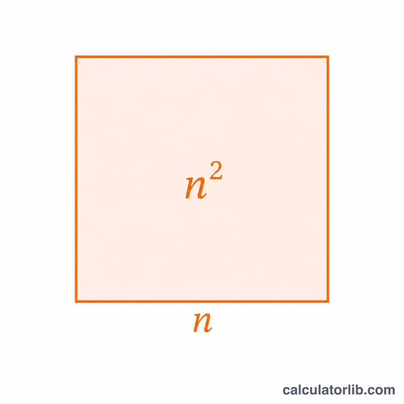 Square shape with side length n and area labeled n squared