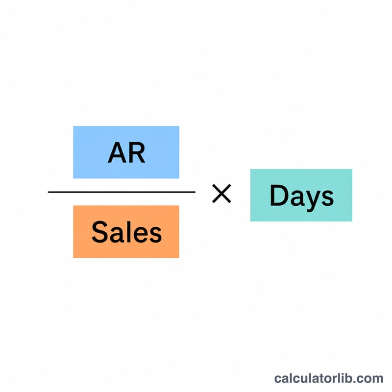 Formula breakdown of DSO as accounts receivable divided by total credit sales times number of days