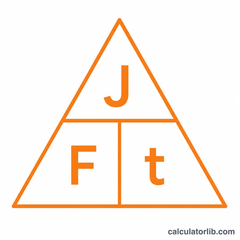 Triangle relationship between impulse J, force F and time t