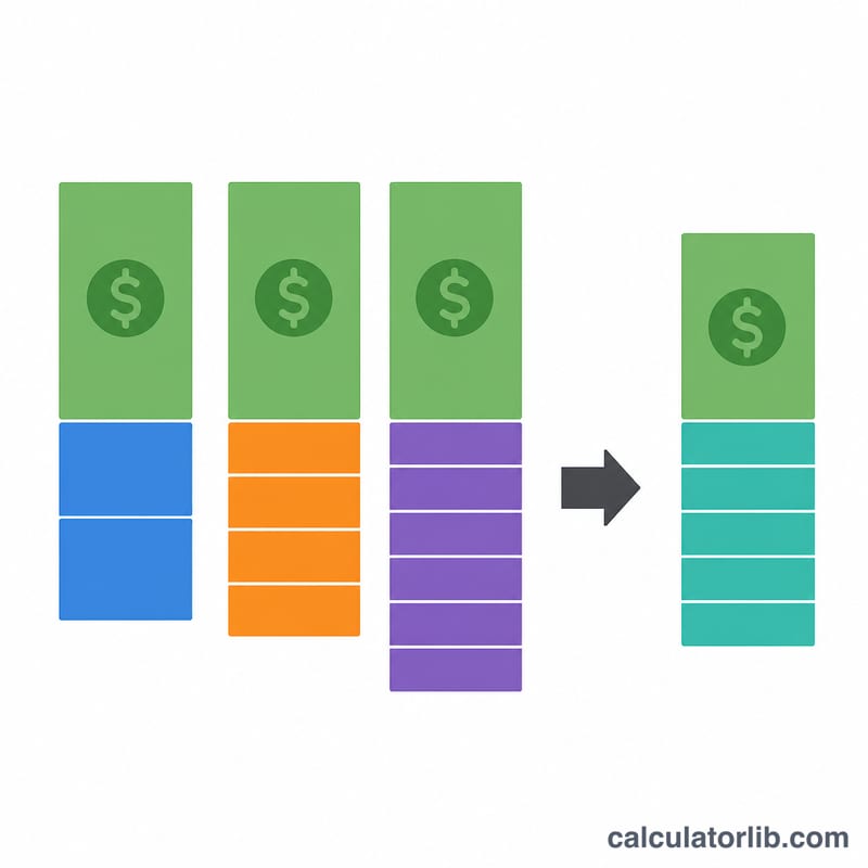Equal dollar amounts buying different numbers of shares averaging to one cost