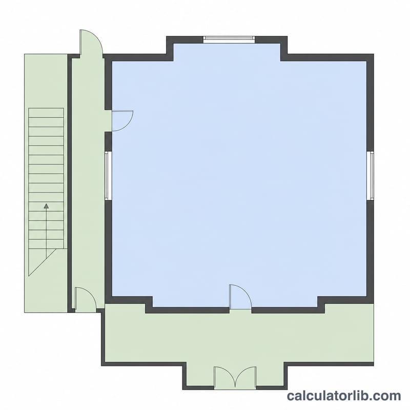 Floor plan showing usable carpet area plus wall thickness equals built-up area plus shared common areas equals super built-up