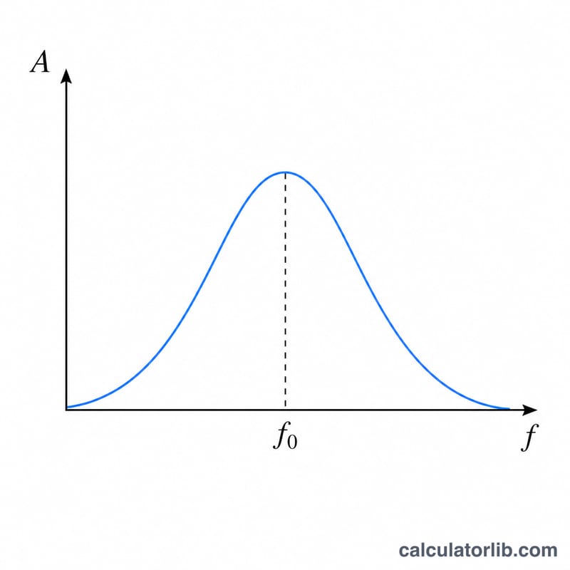 Resonance curve showing amplitude peaking at resonant frequency