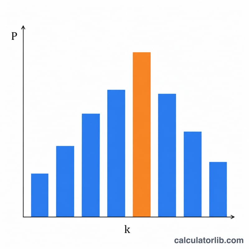 Bar chart of a hypergeometric probability mass function shaped like a single peak