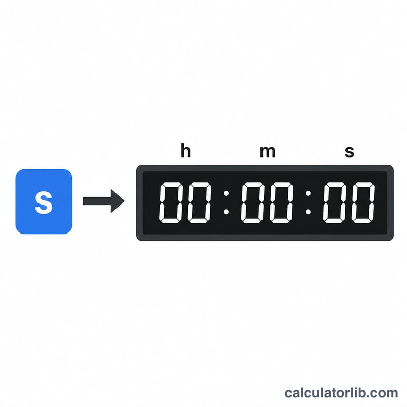 Worked example of converting seconds into an HH:MM:SS clock-style readout