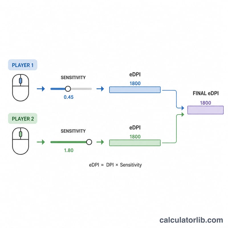 Two setups with different DPI and sensitivity reaching the same eDPI