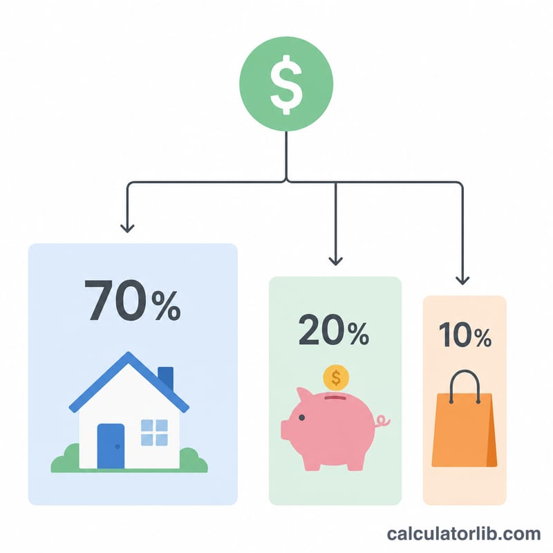Horizontal bar splitting a money amount into three proportional segments