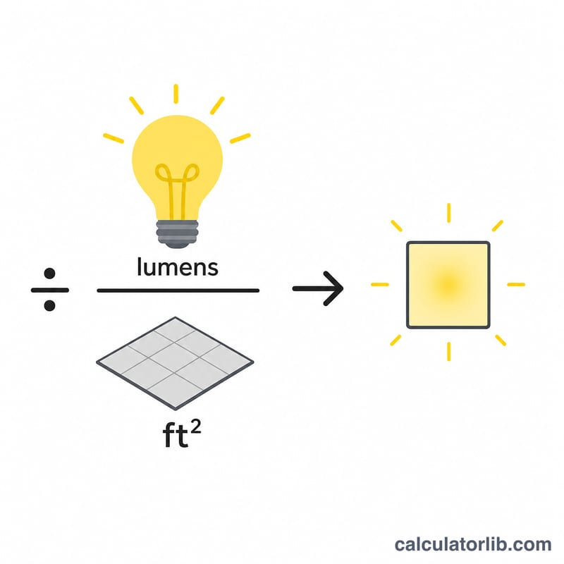 Mối quan hệ công thức giữa tổng lumen, diện tích và foot-candle