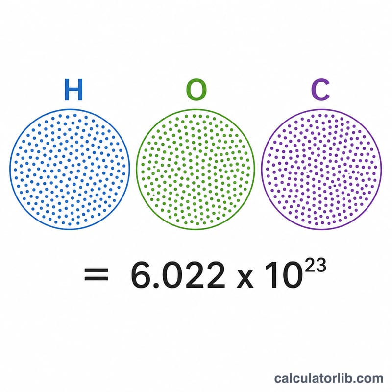 Visual of one mole equal to Avogadro number of identical particles