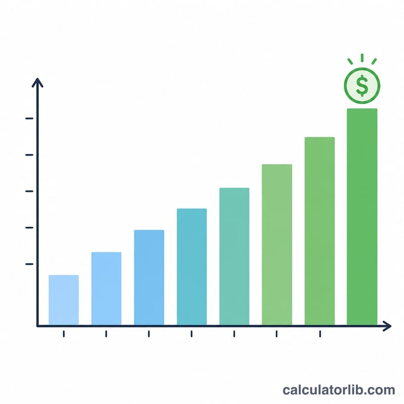 Bar chart of increasing pension value with more years of service