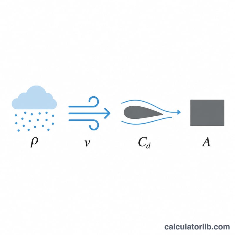 Diagram showing the four variables of the wind load formula