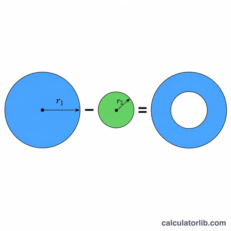 Annulus area as the large outer disc area minus the small inner disc area