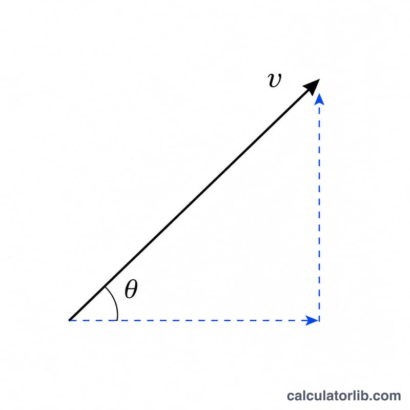Velocity decomposed into horizontal and vertical components at the launch angle