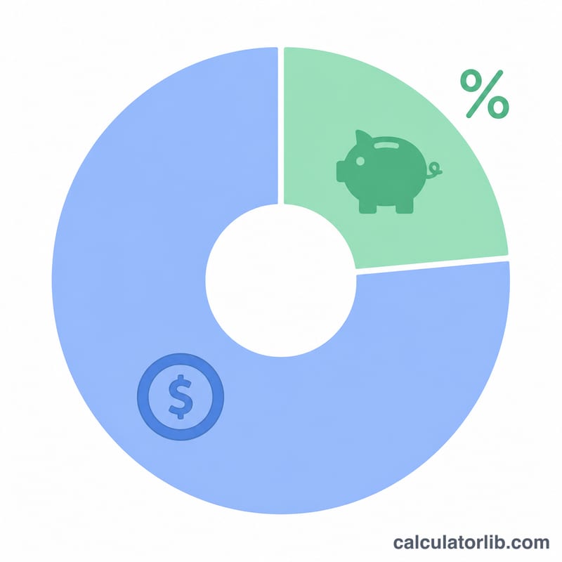 Donut chart showing the saved portion versus spent portion of income