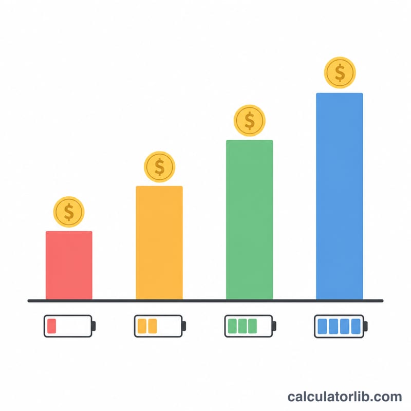 Flat bar chart comparing charging cost at different target charge levels
