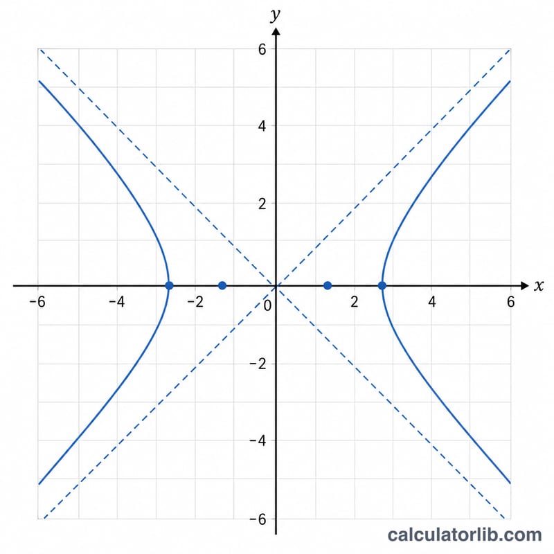 Worked example hyperbola plotted with sample numeric values