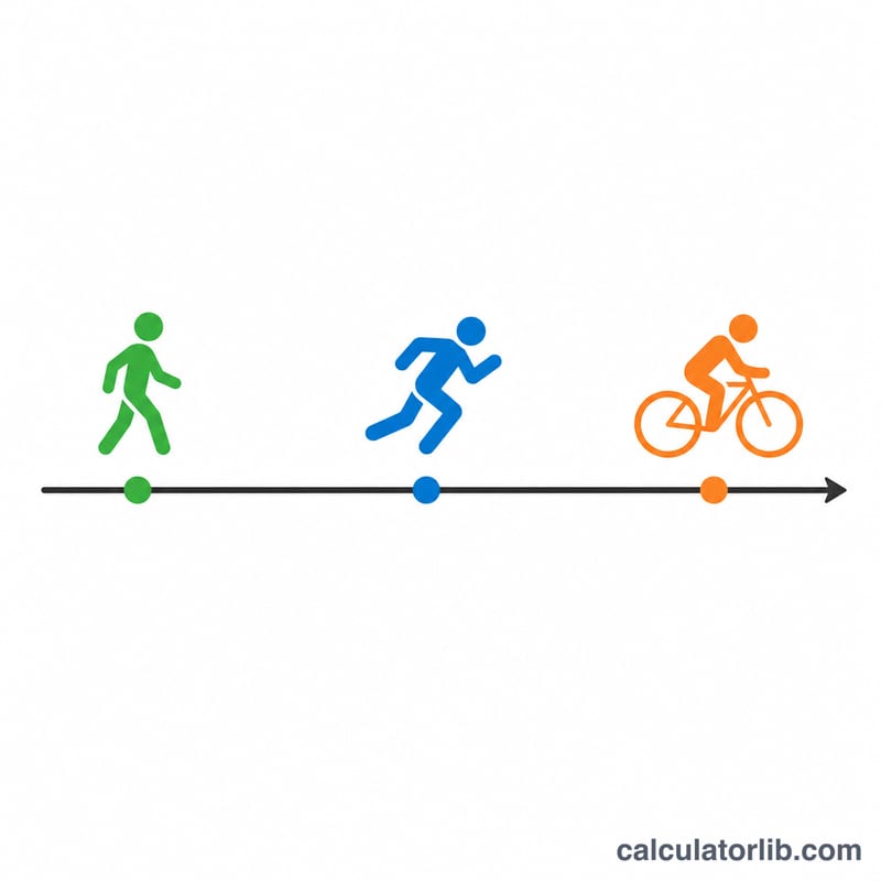 Scale comparing walking, running and cycling speeds