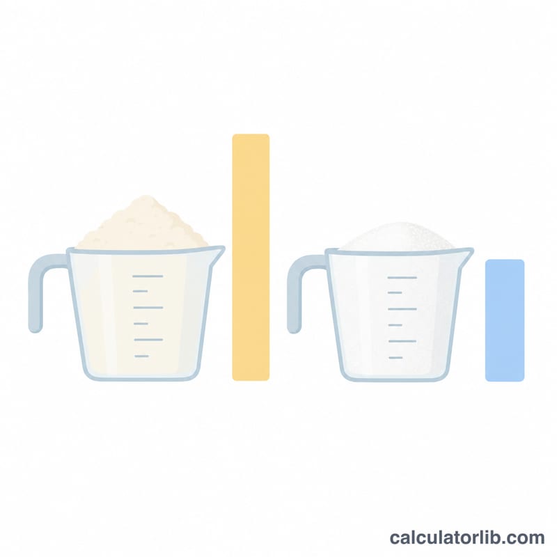 Bar comparison of cup weights for flour and sugar