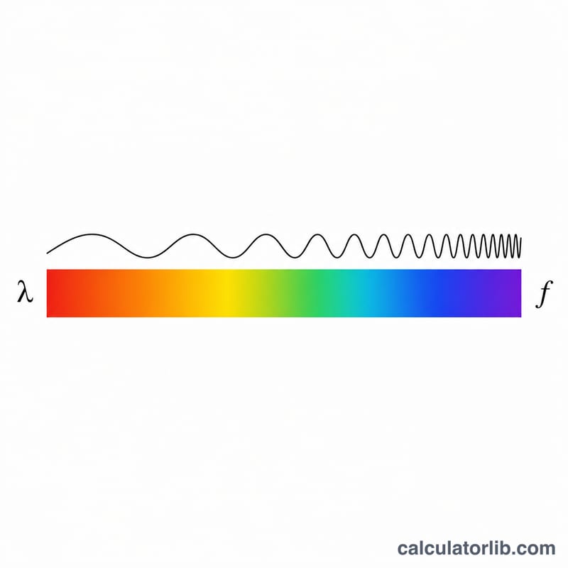 Electromagnetic spectrum bar with long waves at one end and short waves at the other