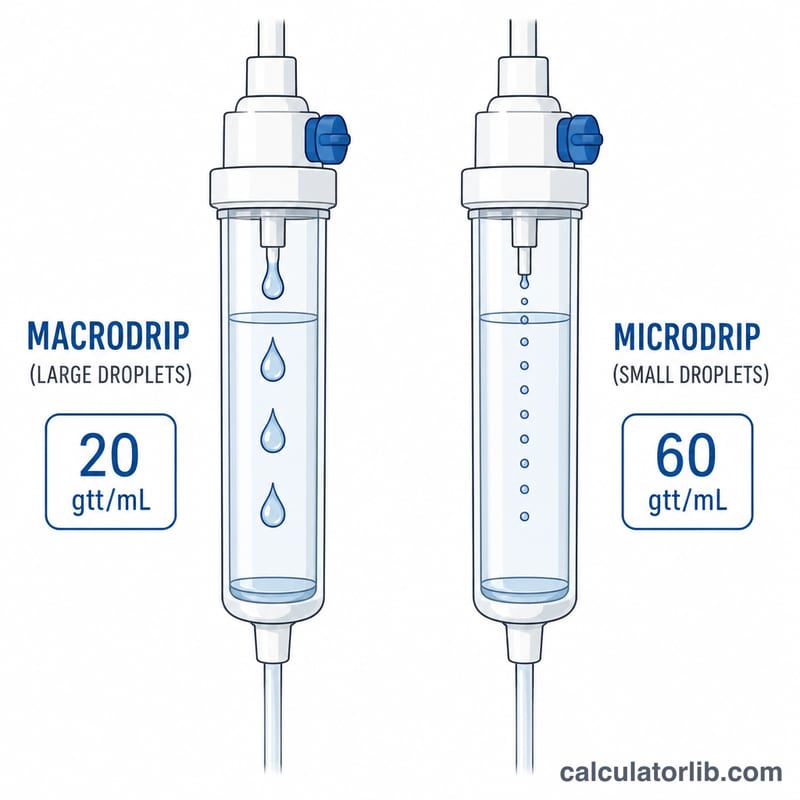 Comparison of macrodrip large drops and microdrip small drops chambers