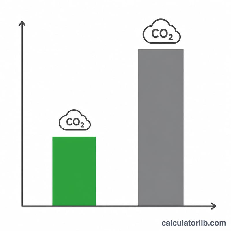 Bar chart comparing CO2 emissions for low and high emission factor grids