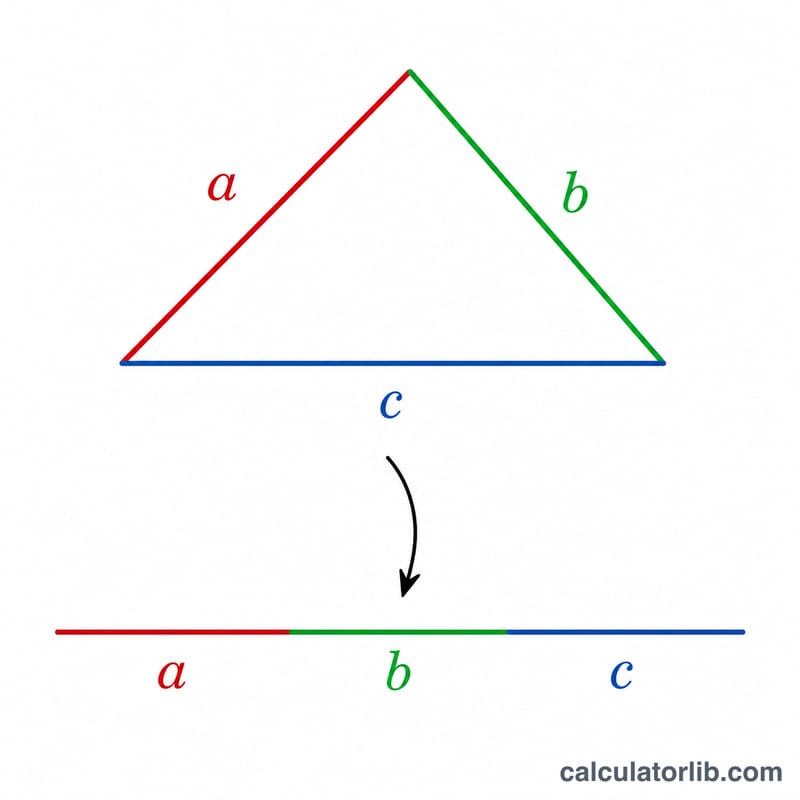 Triangle sides unrolled into a straight line representing perimeter