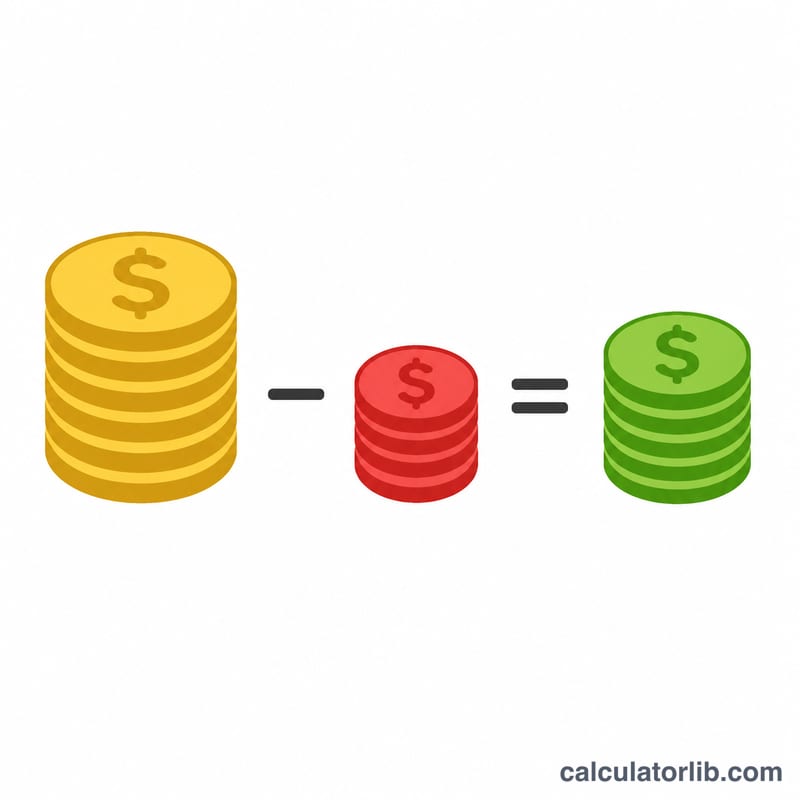 Flat equation diagram: gross income minus taxes equals disposable income