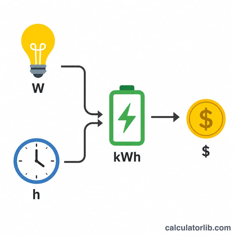 Conversión de los vatios y horas del dispositivo en kWh y costo