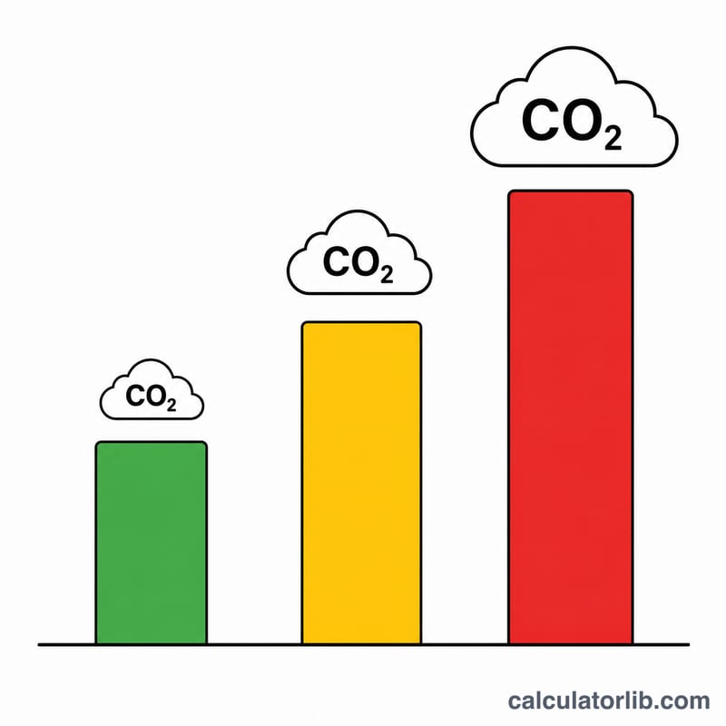Biểu đồ cột so sánh dấu chân carbon của giao dịch tiền mã hóa tiêu tốn ít và nhiều năng lượng
