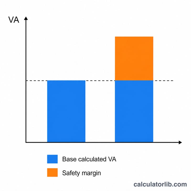 Bar chart comparing base VA to recommended VA with added safety margin