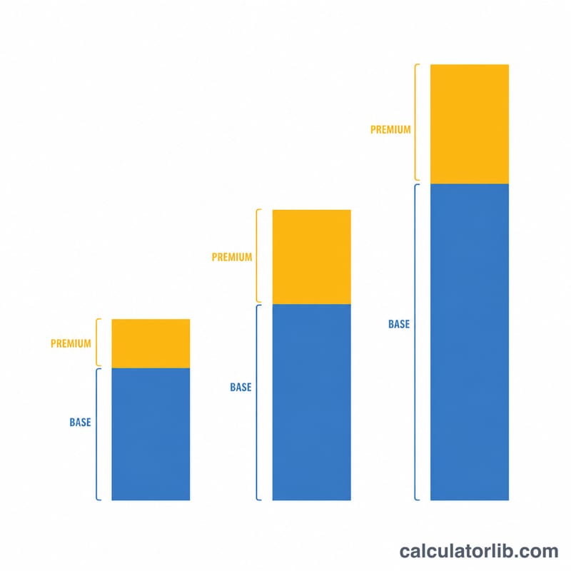Bar chart comparing base pay versus premium holiday pay at different multipliers