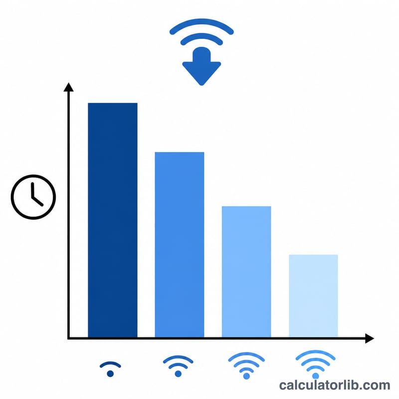 Bar chart comparing download times for different connection speeds