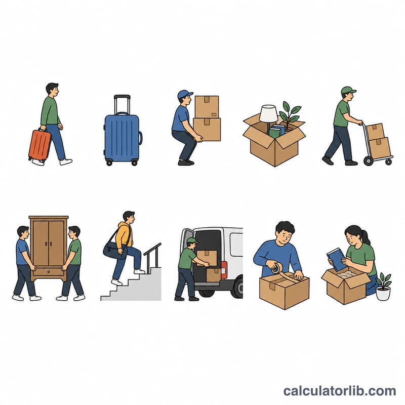 Lưới mười biểu tượng hoạt động hành lý và di chuyển