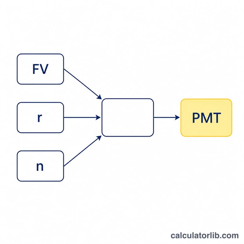 Diagram showing formula variables FV, r, n and PMT relationship