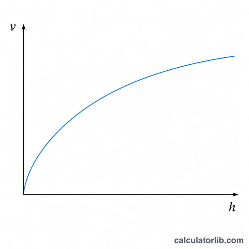 Relationship between drop height and impact velocity as a square-root curve