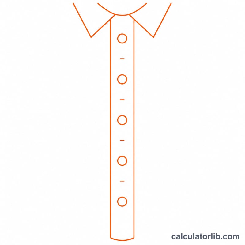 Shirt placket with five evenly spaced buttons in a vertical column