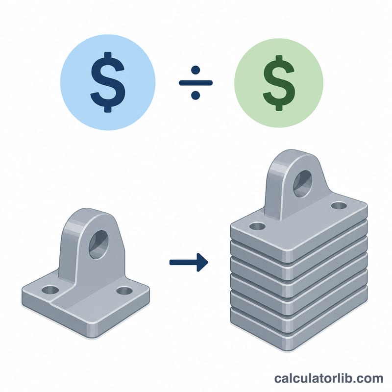 Diagram dividing total job cost by quantity to get cost per part